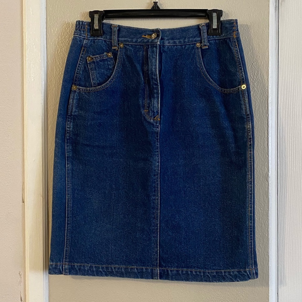 Vintage denim midi skirt